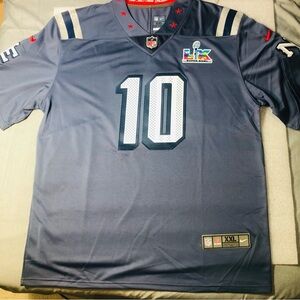 Nike Drake Maye Super Bowl 60 LX Patch Jersey New England Patriots Gray Sz XXL